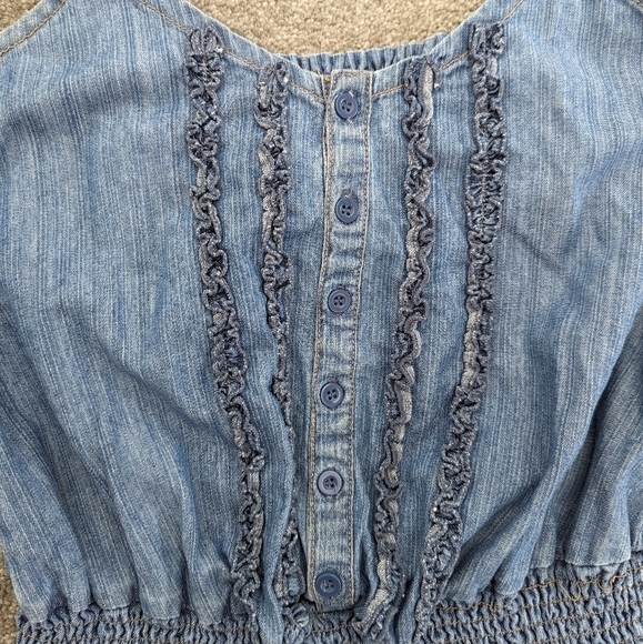 BLUE Spice blue denim overalls romper shorts size Small - Picture 3 of 10